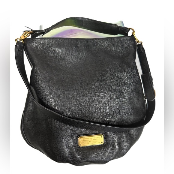 EUC Marc Jacobs Black Pebble Leather Hobo/crossbody Bag With Long Strap - Picture 4 of 10